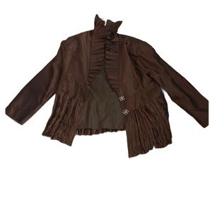 Brown Ruffled Women's Jacket